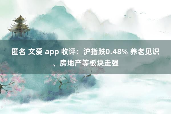 匿名 文爱 app 收评：沪指跌0.48% 养老见识、房地产等板块走强