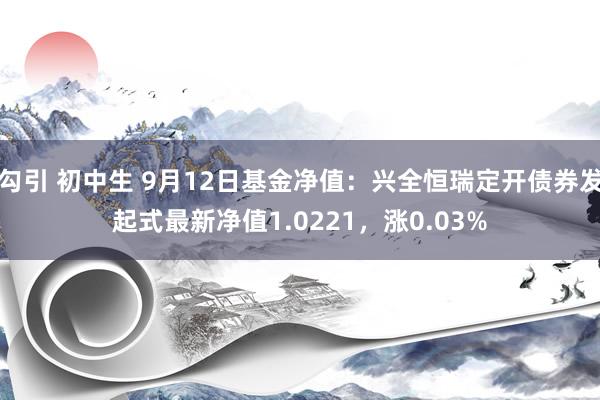 勾引 初中生 9月12日基金净值：兴全恒瑞定开债券发起式最新净值1.0221，涨0.03%