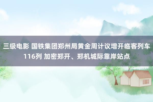 三级电影 国铁集团郑州局黄金周计议增开临客列车116列 加密郑开、郑机城际靠岸站点