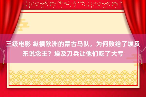 三级电影 纵横欧洲的蒙古马队，为何败给了埃及东说念主？埃及刀兵让他们吃了大亏