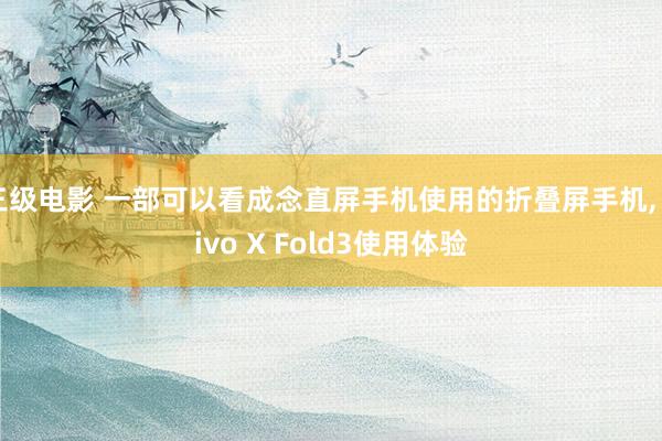 三级电影 一部可以看成念直屏手机使用的折叠屏手机， vivo X Fold3使用体验