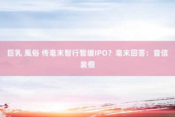 巨乳 風俗 传毫末智行暂缓IPO？毫末回答：音信装假