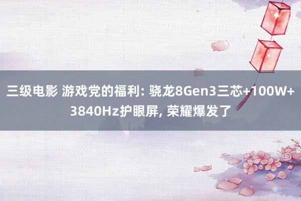 三级电影 游戏党的福利: 骁龙8Gen3三芯+100W+3840Hz护眼屏， 荣耀爆发了