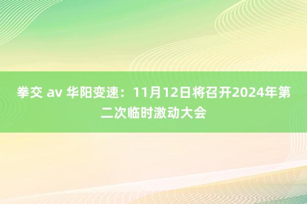 拳交 av 华阳变速：11月12日将召开2024年第二次临时激动大会