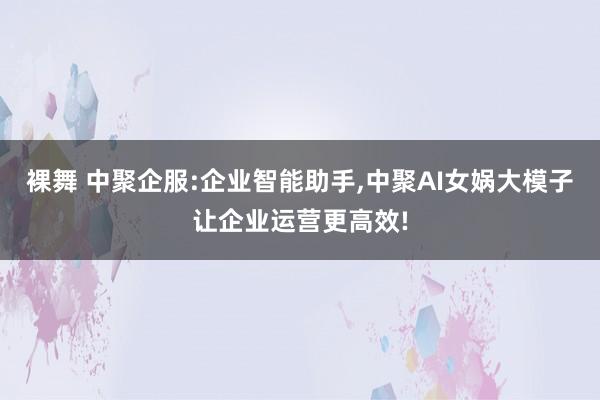 裸舞 中聚企服:企业智能助手，中聚AI女娲大模子让企业运营更高效!