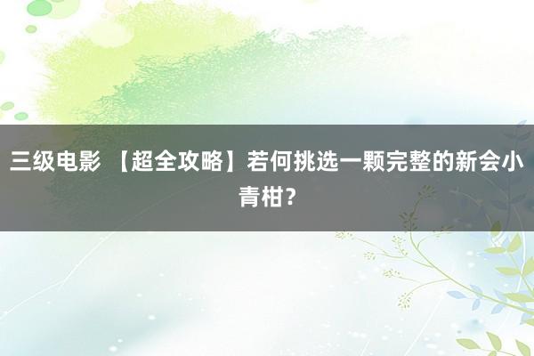 三级电影 【超全攻略】若何挑选一颗完整的新会小青柑？