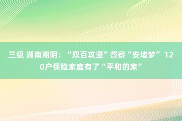 三级 湖南湘阴：“双百攻坚”督察“安堵梦” 120户保险家庭有了“平和的家”