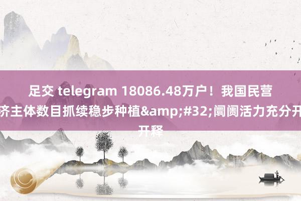 足交 telegram 18086.48万户！我国民营经济主体数目抓续稳步种植&#32;阛阓活力充分开释