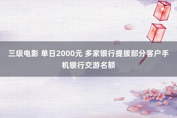 三级电影 单日2000元 多家银行提拔部分客户手机银行交游名额