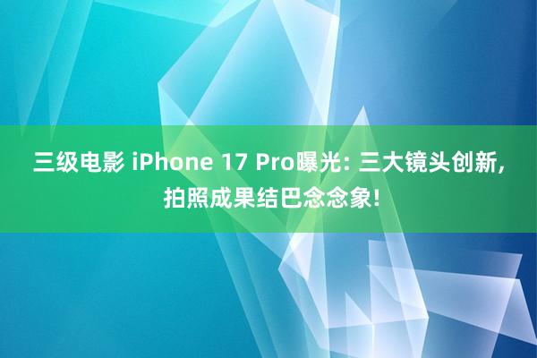 三级电影 iPhone 17 Pro曝光: 三大镜头创新， 拍照成果结巴念念象!