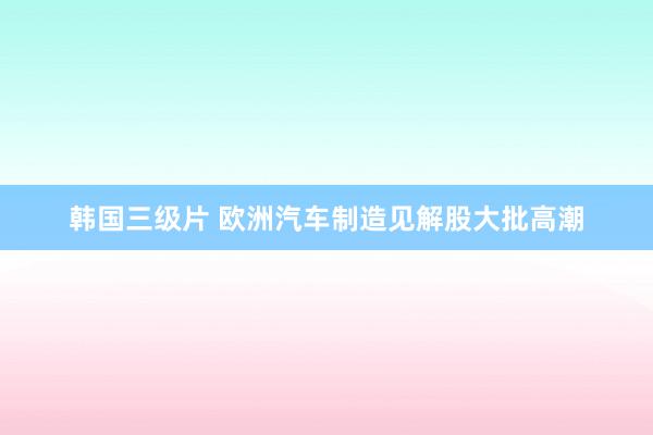 韩国三级片 欧洲汽车制造见解股大批高潮