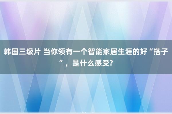 韩国三级片 当你领有一个智能家居生涯的好“搭子”，是什么感受?