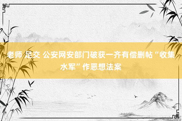 老师 足交 公安网安部门破获一齐有偿删帖“收集水军”作恶想法案