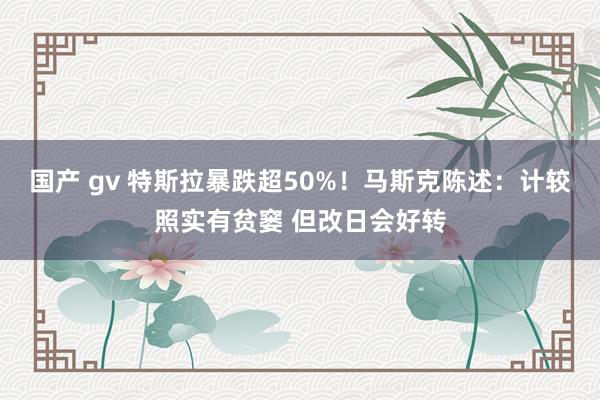 国产 gv 特斯拉暴跌超50%！马斯克陈述：计较照实有贫窭 但改日会好转